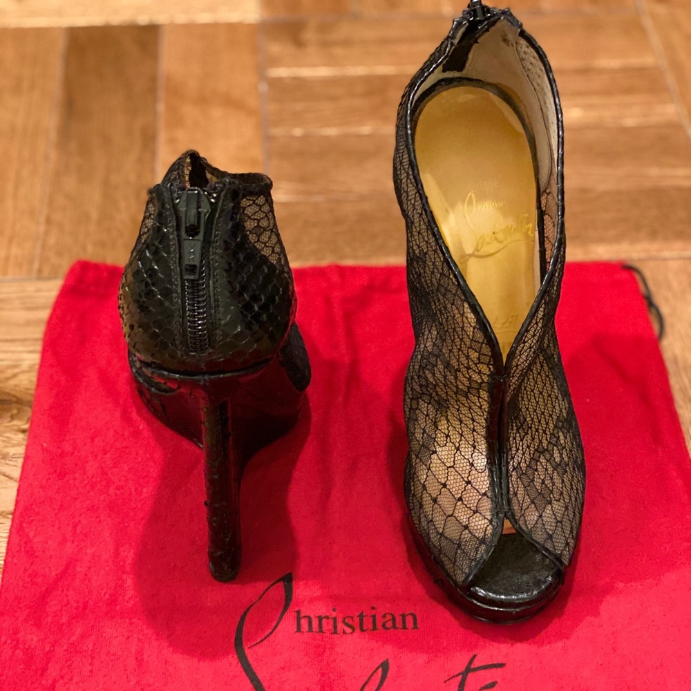 Louboutin Python "Janet" Lace 120 Wedges, Eu 36 - image 6